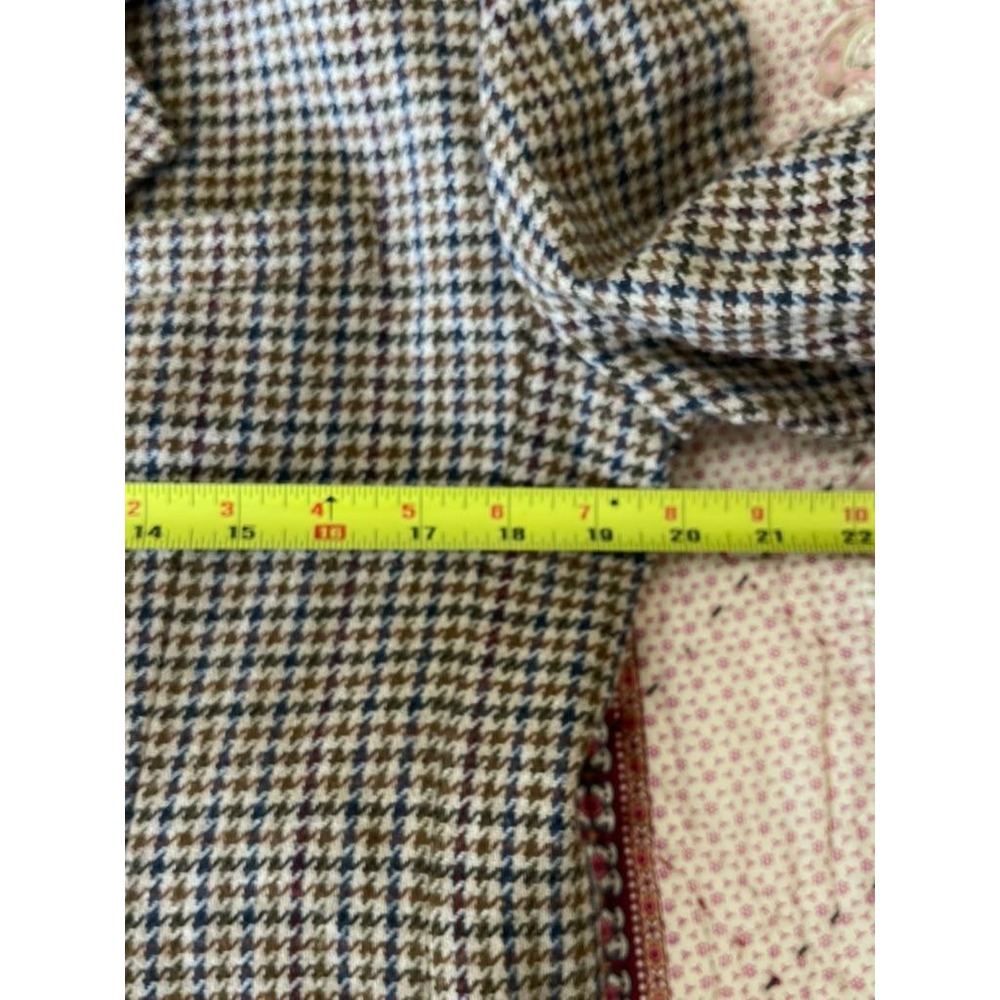 Petite Sophisticate Brown Houndstooth Blazer Velvet Collar Wool Blend Size 12P - Picture 4 of 6
